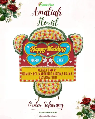 Karangan Papan Bunga Pernikahan di Sangrawayang